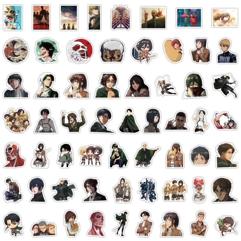 Laptop Accessories Toy - 60 szt. Naklejek Anime Atak Tytanów,